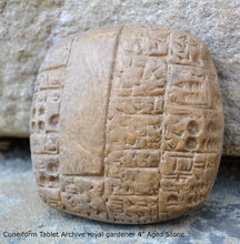 Load image into Gallery viewer, Clay Cuneiform Tablet Archive royal gardeners Archaic Period of Sumer, 2900-2340 BC museum replica Sculpture 4&quot; www.Neo-Mfg.com
