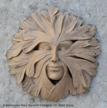 Load image into Gallery viewer, Nature Greenwoman Mary Norwich Cathedral Roof Boss sculpture wall plaque 15&quot; www.Neo-Mfg.com green man decor home
