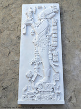 Load image into Gallery viewer, Aztec Mayan Chambalu Temple foliated cross Center left K&#39;inich Kan Bahlam II carving wall plaque www.Neo-Mfg.com home decor art 11.5&quot; L18
