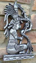 Load image into Gallery viewer, Aztec Mayan seated Warrior with Serpent wall art Sculpture www.Neo-Mfg.com 14&quot; L5
