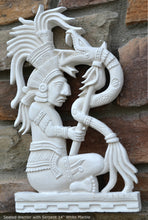 Load image into Gallery viewer, Aztec Mayan seated Warrior with Serpent wall art Sculpture www.Neo-Mfg.com 14&quot; L5
