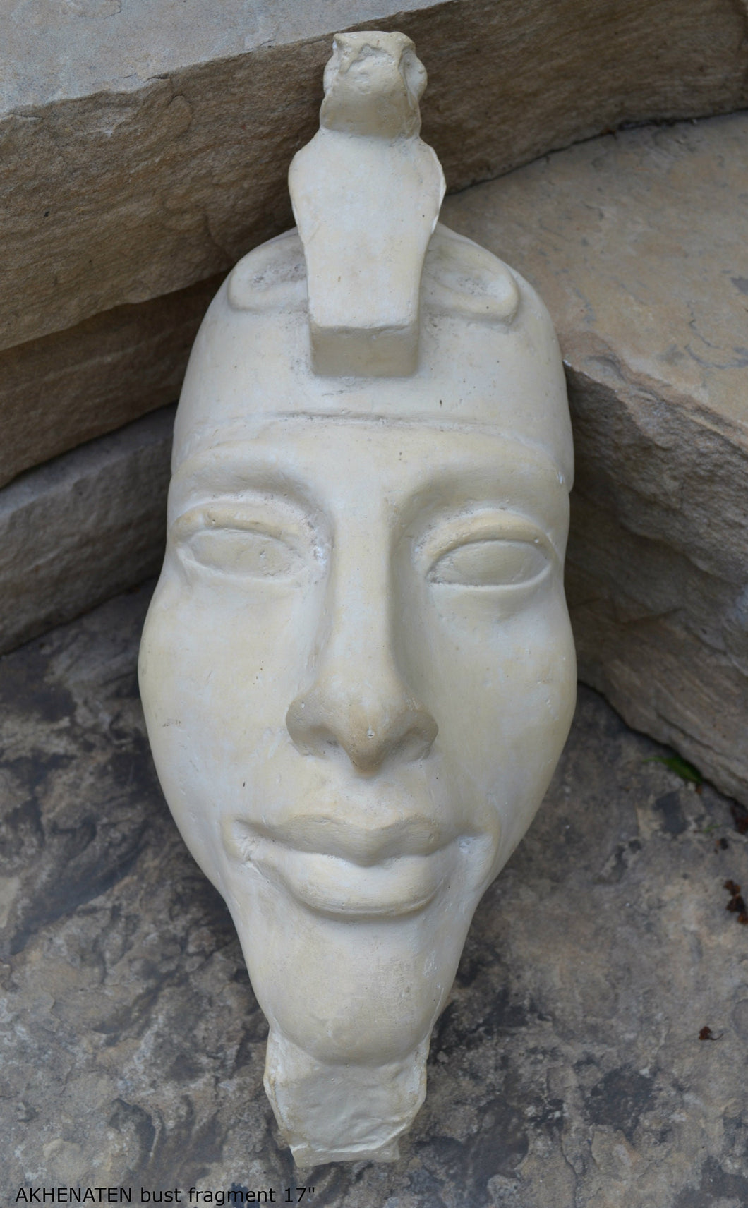 History Egyptian Pharaoh AKHENATEN bust head fragment Sun god Sculptural wall relief Neo-Mfg 17