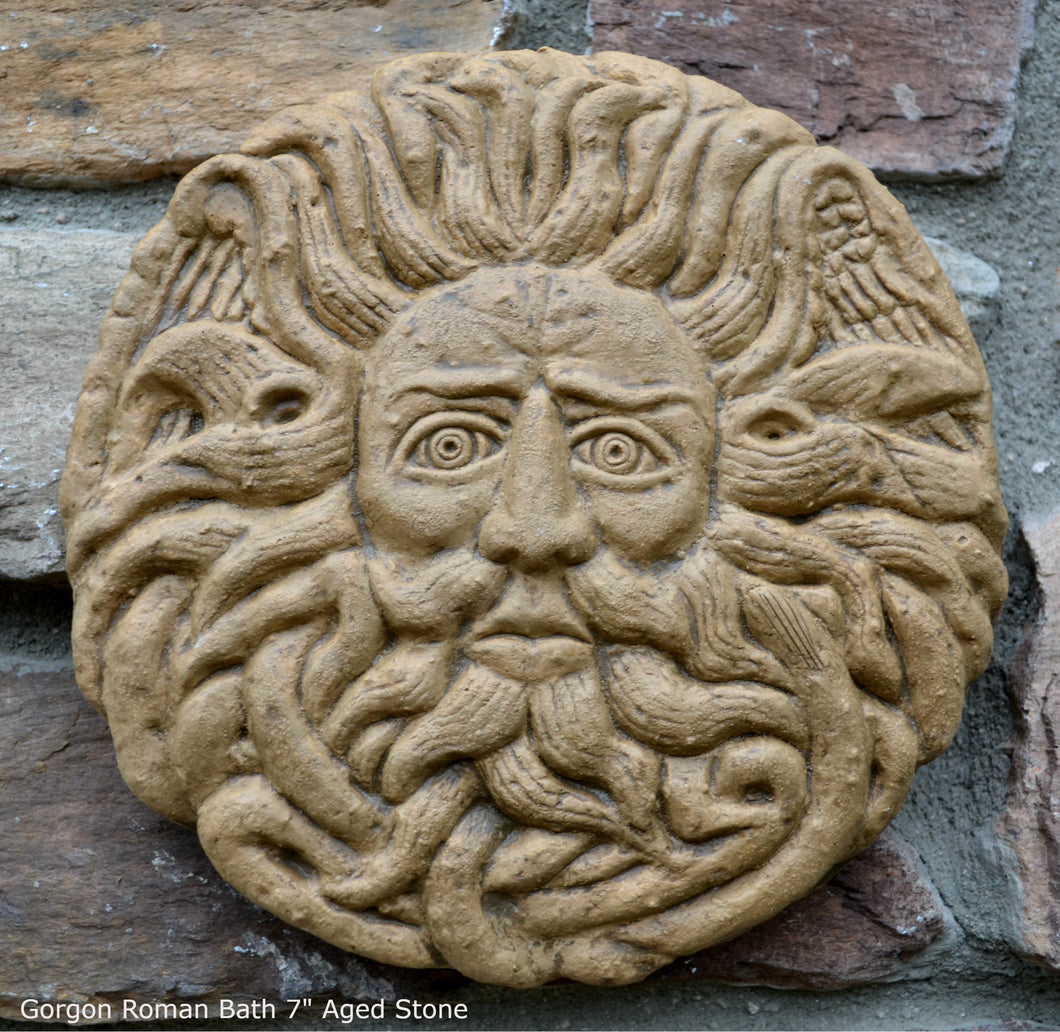 Roman Greek Gorgon's Head Temple Sulis Minerva Bath Belenos alter Sculptural Wall frieze plaque relief www.Neo-Mfg.com 7