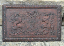 Load image into Gallery viewer, Coat of arms Rampant Griffin w/ double head phoenix wall plaque relief statue sculpture 14.5&quot; www.Neo-Mfg.com
