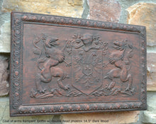 Load image into Gallery viewer, Coat of arms Rampant Griffin w/ double head phoenix wall plaque relief statue sculpture 14.5&quot; www.Neo-Mfg.com
