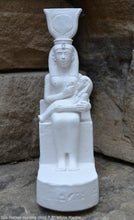 Load image into Gallery viewer, History Egyptian Goddess Isis Hathor nursing Child Sculpture Statue 7.5&quot; www.Neo-Mfg.com Museum Replica
