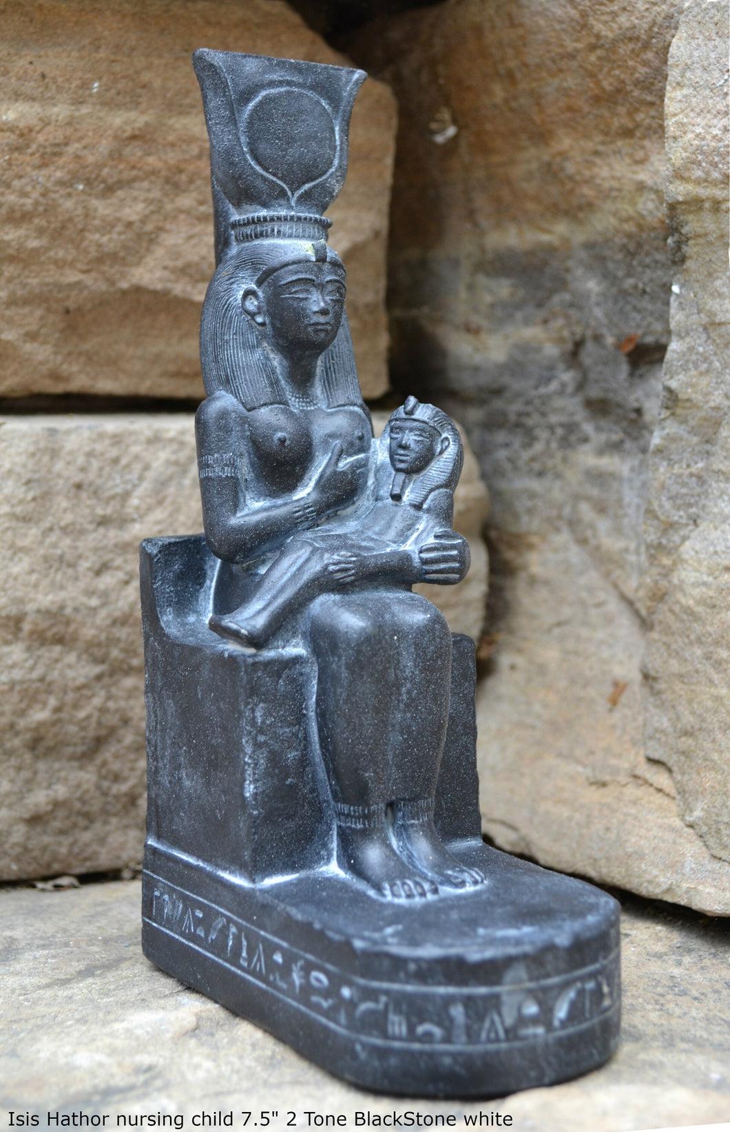 History Egyptian Goddess Isis Hathor nursing Child Sculpture Statue 7.5