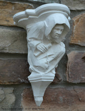 Load image into Gallery viewer, Gargoyle Monk Cathedral wall Shelf corbel Grotesque goblin sculpture www.NEO-MFG.com 10.25&quot; Medieval
