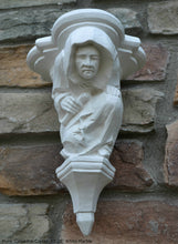 Load image into Gallery viewer, Gargoyle Monk Cathedral wall Shelf corbel Grotesque goblin sculpture www.NEO-MFG.com 10.25&quot; Medieval
