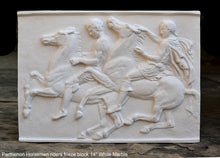 Load image into Gallery viewer, Roman Greek Parthenon Horsemen riders frieze block Artifact Carved Sculpture Statue www.Neo-Mfg.com 14&quot;
