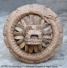 Load image into Gallery viewer, History MAYAN AZTEC Ouroborus w/ F Feathered Serpent 6&quot; Sculptural wall relief plaque 6&quot; www.Neo-Mfg.com
