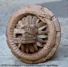 Load image into Gallery viewer, History MAYAN AZTEC Ouroborus w/ F Feathered Serpent 6&quot; Sculptural wall relief plaque 6&quot; www.Neo-Mfg.com
