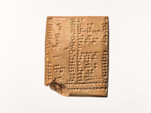Load image into Gallery viewer, Sumerian Cuneiform tablet Bi-Lingual Akkadian Sumerian sculptural www.Neo-Mfg.com 3 3/16&quot; Museum reproduction
