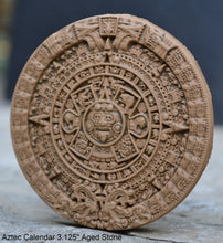 Load image into Gallery viewer, History MAYAN AZTEC CALENDAR Sculptural wall relief plaque 3.125&quot; mini www.Neo-Mfg.com
