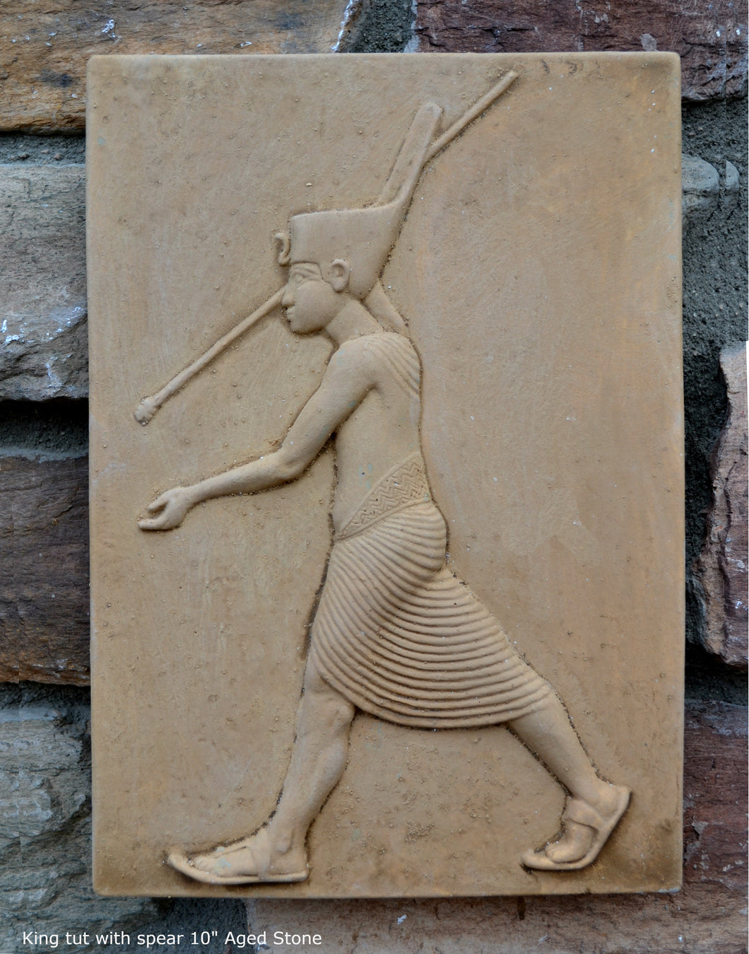 History Egyptian Kinf Tut Tutankhamun with spear plaque Tomb Tut Artifact Sculpture Statue 10