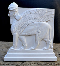 Load image into Gallery viewer, Historical Assyrian Lamassu Nimrud Palace guardians winged Bull Sculpture www.Neo-Mfg.com 8.5&quot; Mesopotamia - Flat on back side - Face Left
