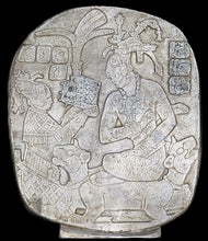 Load image into Gallery viewer, Aztec Mayan Mesoamerican Oval Palace tomb Palenque temple fragment carving Sculptural wall relief plaque 6&quot; www.Neo-Mfg.com
