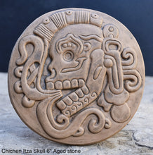 Load image into Gallery viewer, History Aztec Maya Mesoamerica Chichen Itza Skull plaque wall Sculpture Statue www.Neo-Mfg.com 6&quot;
