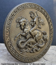 Load image into Gallery viewer, Roman Greek Saint George the Victorious Stone Carving Sculpture Wall Frieze 12&quot; www.Neo-Mfg.com
