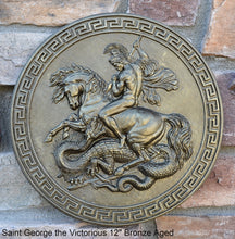 Load image into Gallery viewer, Roman Greek Saint George the Victorious Stone Carving Sculpture Wall Frieze 12&quot; www.Neo-Mfg.com
