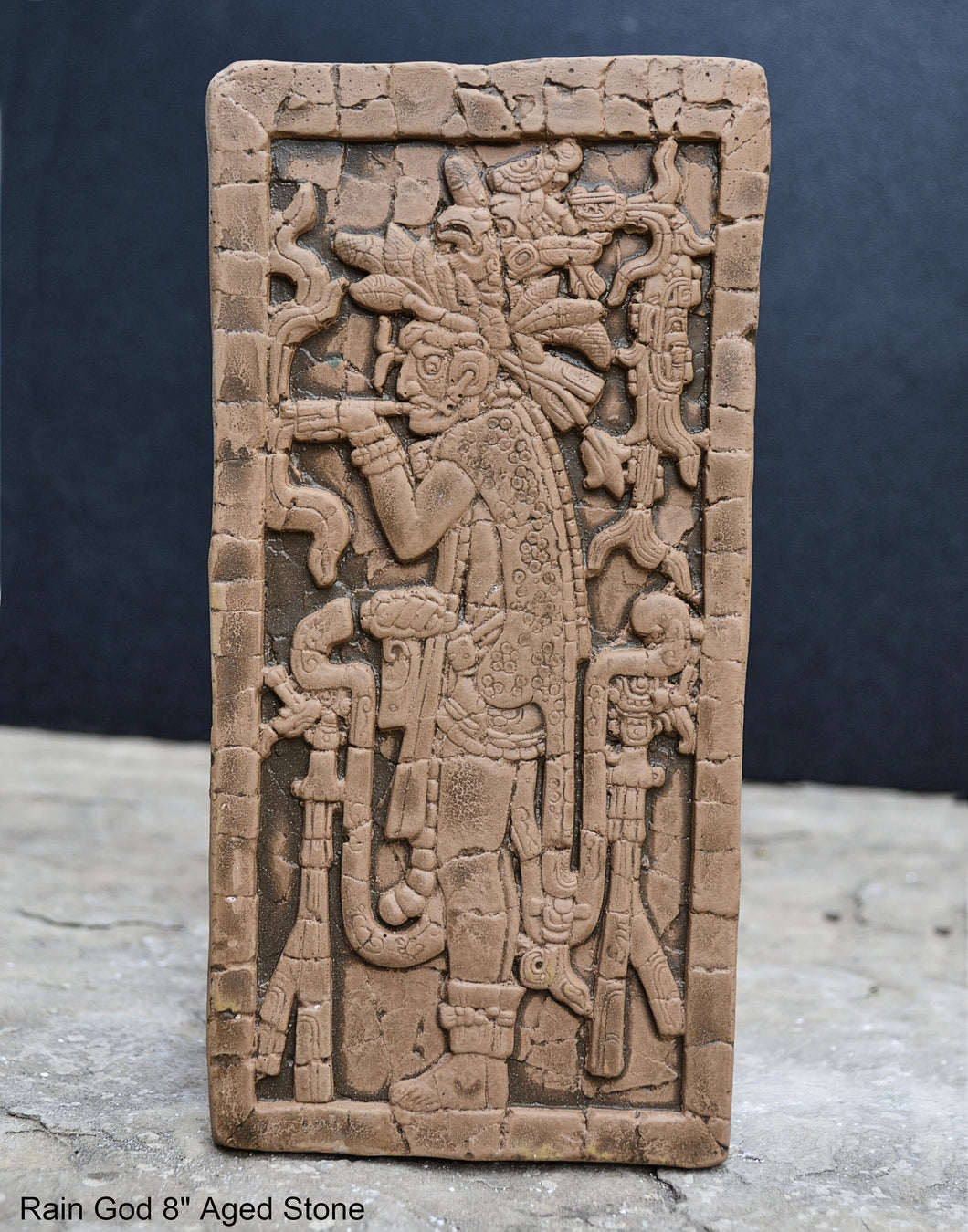 Aztec Maya Mesoamerica Rain God plaque wall Sculpture Statue www.Neo-Mfg.com 8.125
