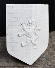 Load image into Gallery viewer, Coat Arms Rampant Lion brick wall shield sculpture plaque www.NEO-MFG.com 13&quot;
