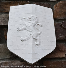 Load image into Gallery viewer, Coat Arms Rampant Lion brick wall shield sculpture plaque www.NEO-MFG.com 13&quot;
