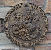 Load image into Gallery viewer, Roman Greek Saint George the Victorious Stone Carving Sculpture Wall Frieze 12&quot; www.Neo-Mfg.com
