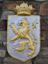 Load image into Gallery viewer, Decor Coat of Arms Rampant Lion Crown wall plaque sign 19&quot; Grand www.Neo-Mfg.com home garden decor art medieval
