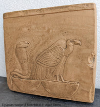 Load image into Gallery viewer, History Egyptian Wadjet &amp; Nekhbet Stela Fragment Sculptural wall relief plaque www.Neo-Mfg.com 6.5&quot; b23
