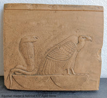 Load image into Gallery viewer, History Egyptian Wadjet &amp; Nekhbet Stela Fragment Sculptural wall relief plaque www.Neo-Mfg.com 6.5&quot; b23
