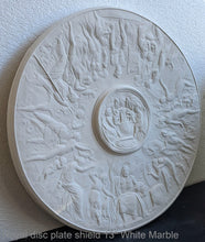 Load image into Gallery viewer, Roman Greek Royal disc Parthenon plate shield Sculptural wall relief plaque www.Neo-Mfg.com 13&quot; museum reproduction
