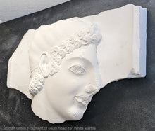 Load image into Gallery viewer, Roman Greek Head of a Youth Frieze Fragment Sculptural wall relief plaque www.Neo-Mfg.com 15&quot; museum reproduction
