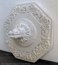 Load image into Gallery viewer, Aztec Maya Mesoamerica Serpent bust head on plaque Sculpture wall www.Neo-Mfg.com 10&quot;
