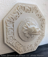 Load image into Gallery viewer, Aztec Maya Mesoamerica Serpent bust head on plaque Sculpture wall www.Neo-Mfg.com 10&quot;
