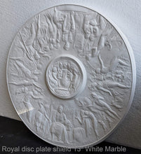 Load image into Gallery viewer, Roman Greek Royal disc Parthenon plate shield Sculptural wall relief plaque www.Neo-Mfg.com 13&quot; museum reproduction
