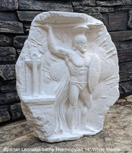 Load image into Gallery viewer, Roman Greek Spartan Leonidas battle of thermopylae Sculptural Wall frieze plaque Fragment relief www.Neo-Mfg.com 14&quot;
