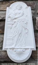 Load image into Gallery viewer, Roman Greek Carved nymph Fountain of Innocents Danaides of Argos Water Figure Sculptural Wall frieze plaque relief www.Neo-Mfg.com 15.125&quot;
