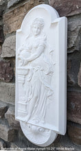 Load image into Gallery viewer, Roman Greek Carved nymph Fountain of Innocents Danaides of Argos Water Figure Sculptural Wall frieze plaque relief www.Neo-Mfg.com 15.125&quot;
