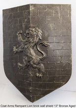 Load image into Gallery viewer, Coat Arms Rampant Lion brick wall shield sculpture plaque www.NEO-MFG.com 13&quot;
