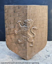 Load image into Gallery viewer, Coat Arms Rampant Lion brick wall shield sculpture plaque www.NEO-MFG.com 13&quot;
