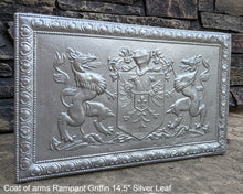 Load image into Gallery viewer, Coat of arms Rampant Griffin w/ double head phoenix wall plaque relief statue sculpture 14.5&quot; www.Neo-Mfg.com
