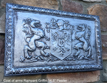 Load image into Gallery viewer, Coat of arms Rampant Griffin w/ double head phoenix wall plaque relief statue sculpture 14.5&quot; www.Neo-Mfg.com
