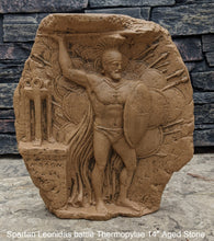 Load image into Gallery viewer, Roman Greek Spartan Leonidas battle of thermopylae Sculptural Wall frieze plaque Fragment relief www.Neo-Mfg.com 14&quot;
