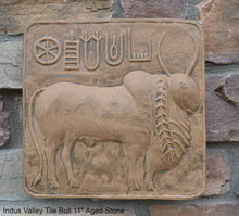 Load image into Gallery viewer, Indus Valley Bull Ox sculpture wall plaque Mohenjo-Daro seal Pashupati www.NEO-MFG.com 11&quot;
