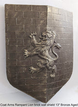 Load image into Gallery viewer, Coat Arms Rampant Lion brick wall shield sculpture plaque www.NEO-MFG.com 13&quot;
