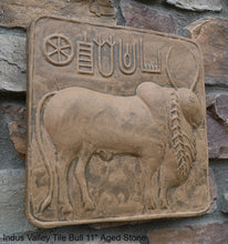 Load image into Gallery viewer, Indus Valley Bull Ox sculpture wall plaque Mohenjo-Daro seal Pashupati www.NEO-MFG.com 11&quot;
