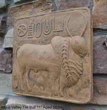 Load image into Gallery viewer, Indus Valley Bull Ox sculpture wall plaque Mohenjo-Daro seal Pashupati www.NEO-MFG.com 11&quot;
