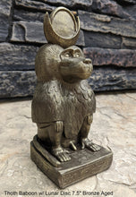 Load image into Gallery viewer, Egyptian Thoth Baboon seated w/ Lunar Disc Sculpture Statue 7.5&quot; www.Neo-Mfg.com Museum Replica
