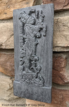 Load image into Gallery viewer, Aztec Mayan Temple foliated cross Center left K&#39;inich Kan Bahlam II carving wall plaque www.Neo-Mfg.com home garden decor art 9&quot; j14
